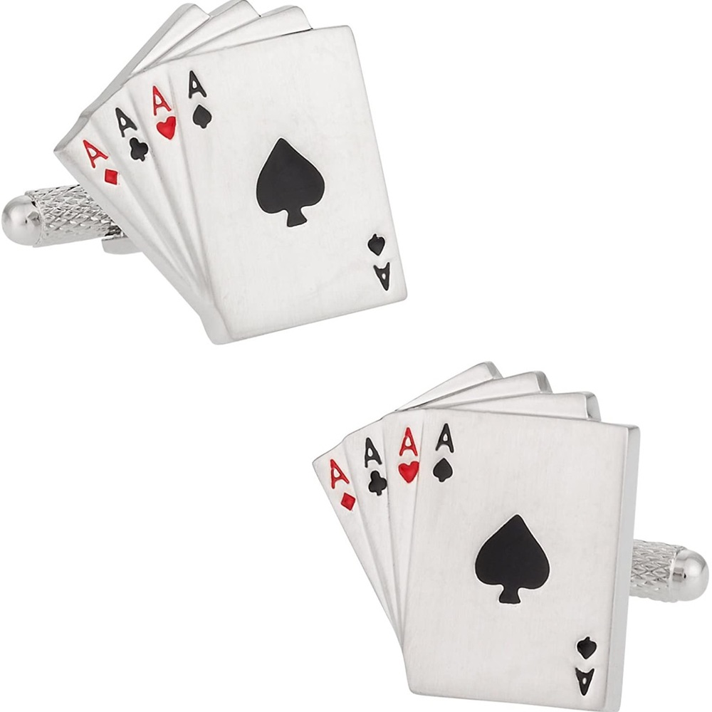 Four Aces Poker Cards Steel Cufflinks